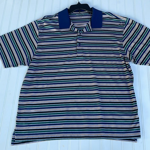DIVOTS MENS STRIPED GOLF SHORT SLEEVE POLO MERCERIZED COTTON SIZE XL - Picture 2 of 5